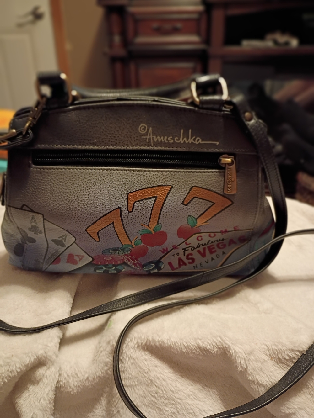 Anuschka Black Gradient 'Las Vegas 777' Crossbody Bag